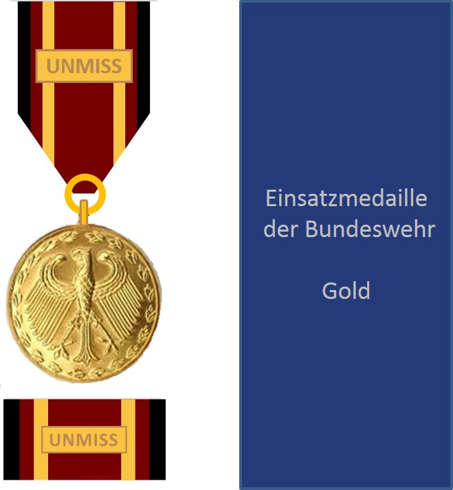 Bundeswehr-Einsatzmedaille UNMISS - Set Gold