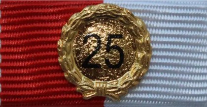 Jubiläums-Auszeichnung Allgemein 25 Jahre - Gold auf Band rot/weiß