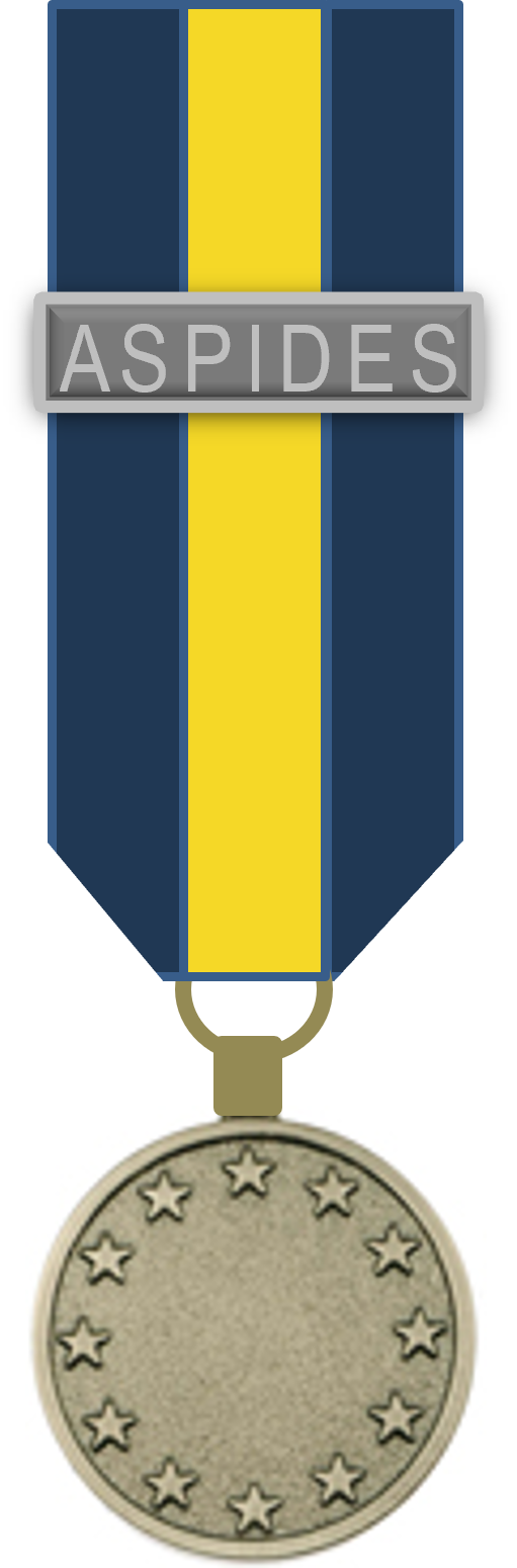 ESDP-Einsatzmedaille - ASPIDES (HQ - blau-gelb) - 16-mm-Miniaturschnalle