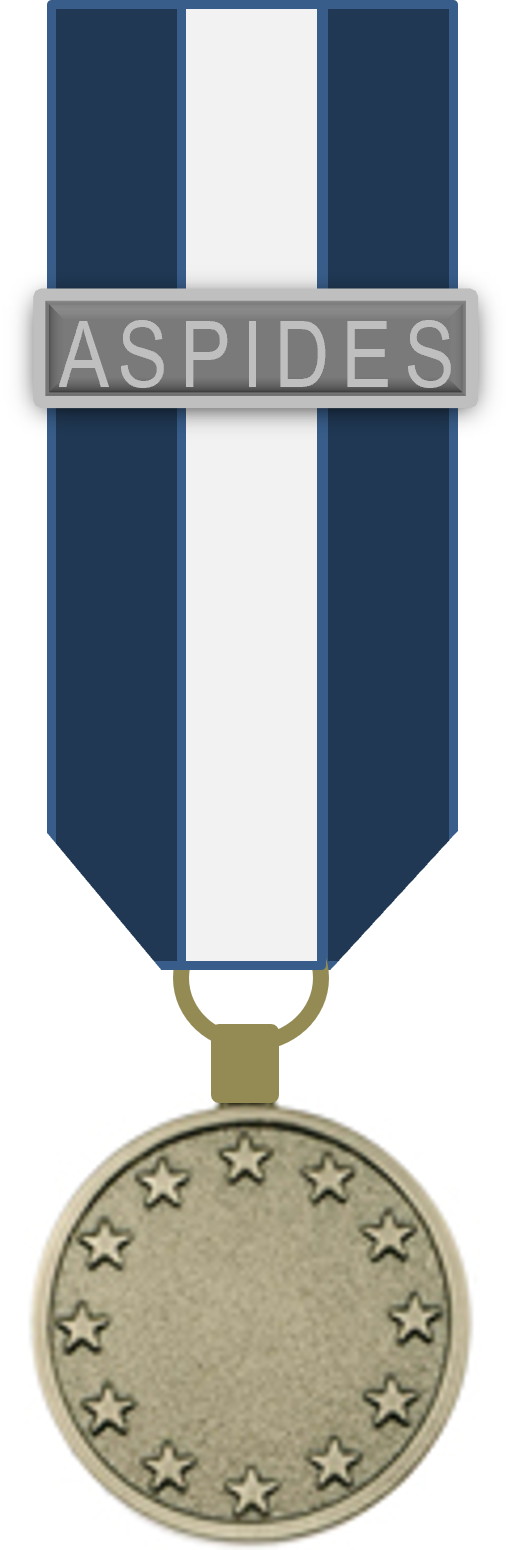 ESDP-Einsatzmedaille - ASPIDES (SUP - blau-weiß) - 16-mm-Miniaturschnalle