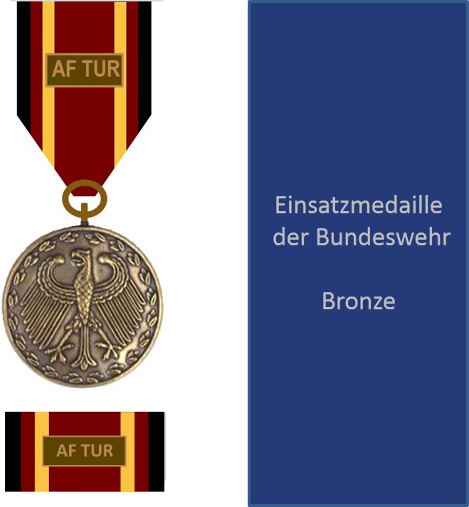 Bundeswehr-Einsatzmedaille ACTIVE FENCE TURKEY (AF TUR) - Set Bronze