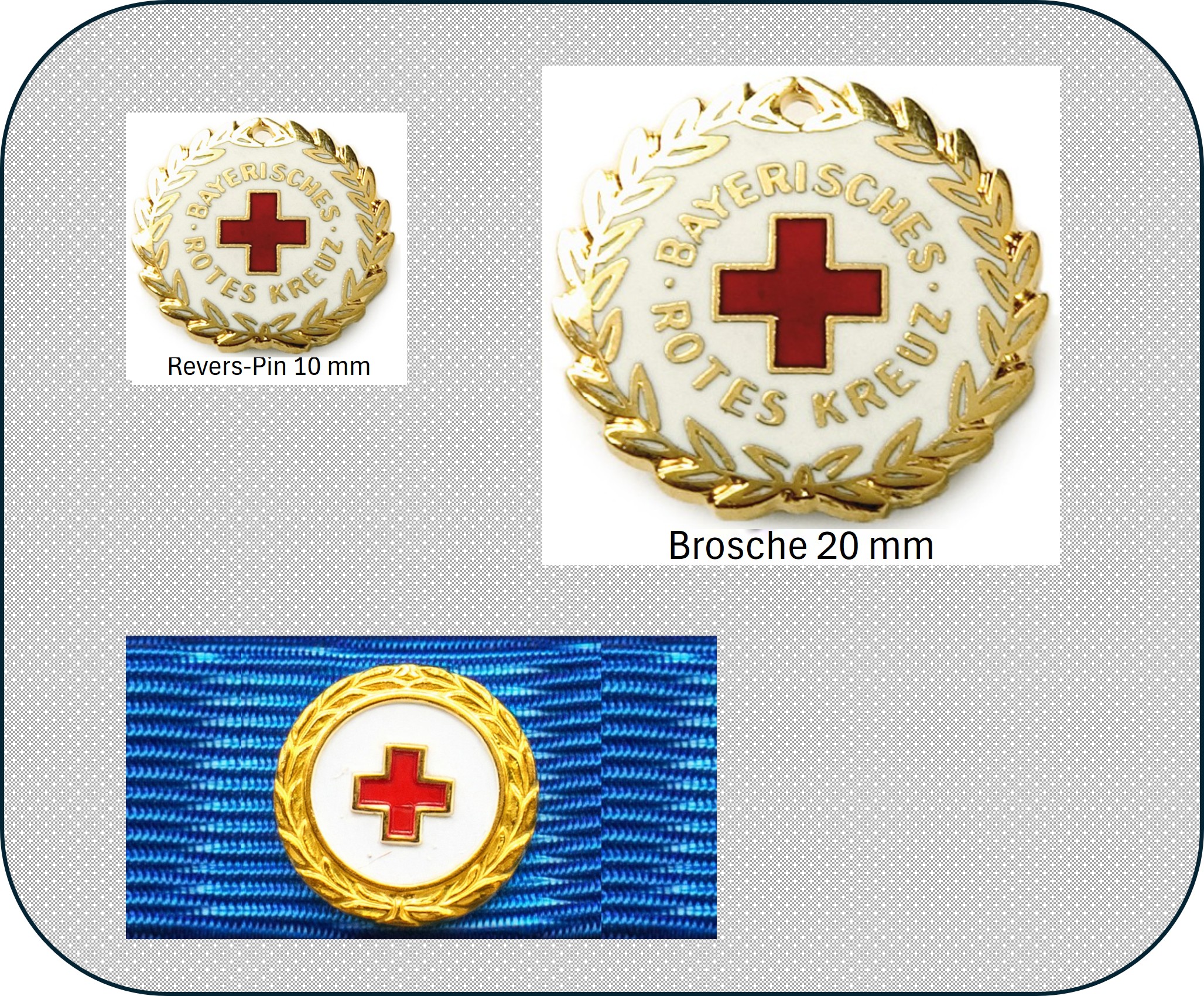 DRK-/BRK-Zeitauszeichnung Gold als Set (Bandschnalle, Pin, Brosche)