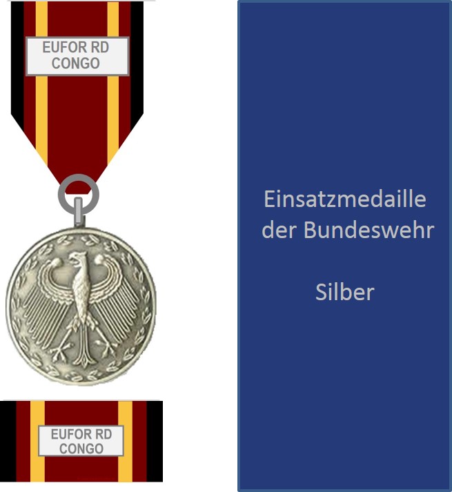 Bundeswehr-Einsatzmedaille EUFOR RD CONGO - Set Silber