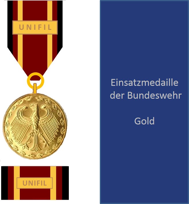 Bundeswehr-Einsatzmedaille UNIFIL - Set Gold