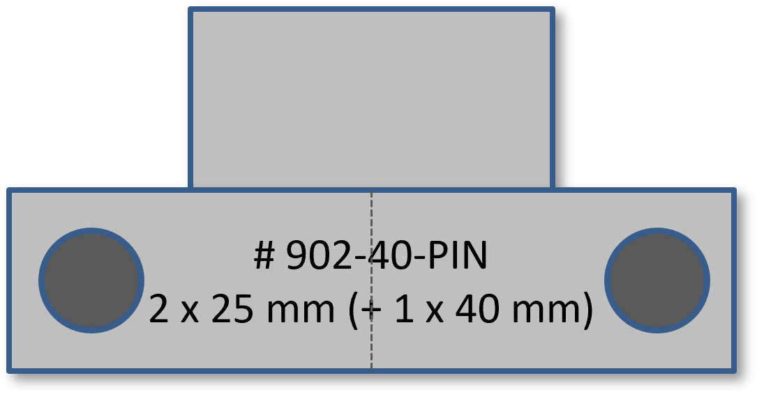 Bandschnallen-Trägerschiene, 3-teilig Träger (1 x 25 mm mittig 40 mm und 1 x 2-teilig unten)