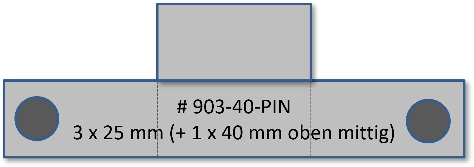 Bandschnallen-Trägerschiene, 4-teilig (1 x 3 teilig 25 mm und oben 1 x  für Oberteil 40 mm)