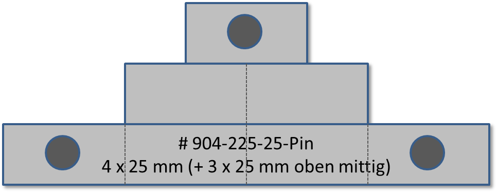 Bandschnallen-Trägerschiene, 7-teilig bestehend aus Anstecknadel 4-teilig (4 x 25 mm) + 1 x zweiteil