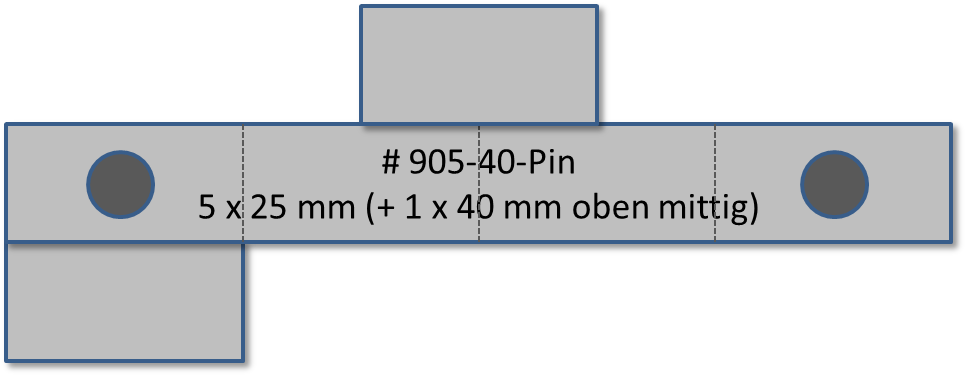 Bandschnallen-Trägerschiene 6-teilig mit PIN / 5-teilig (5 x 25 mm) + 1 x einteilig mittig