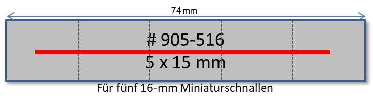 Miniaturschnallen-Trägerschiene - 75 mm 5-teilig 15mm mit Nadel