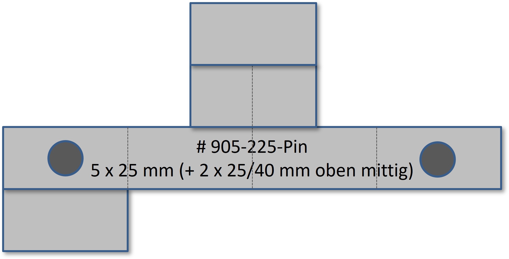Bandschnallen-Trägerschiene 7-teilig mit Pinbefestigung (5-teilig + 2 x 25 mm mittig)