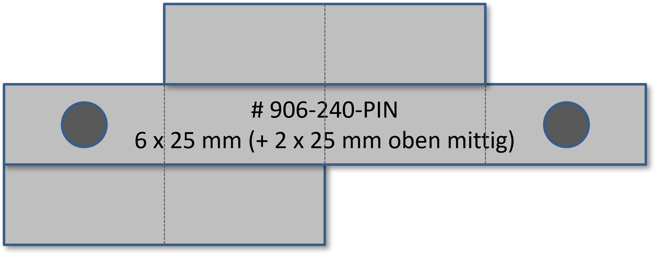 Bandschnallen-Trägerschiene mit PIN-Verschluß 8-teilig (6-teilig + 2 x 40 mm mittig)