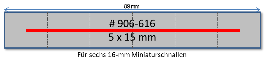 Miniaturschnallen-Trägerschiene - 90 mm  mit Sicherheitsnadel - für 6-teilige Miniaturschnallen