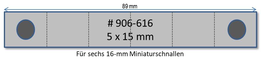 Miniaturschnallen-Trägerschiene - 90 mm mit Pin-Befestigung - für 6-teilige Miniaturschnallen