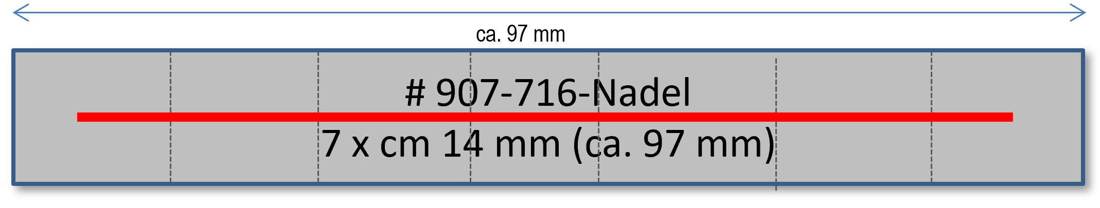Miniaturschnallen-Trägerschiene 100 mm (ca. 97 mm) mit Sicherheitsnadel - für 7 Miniaturschnallen