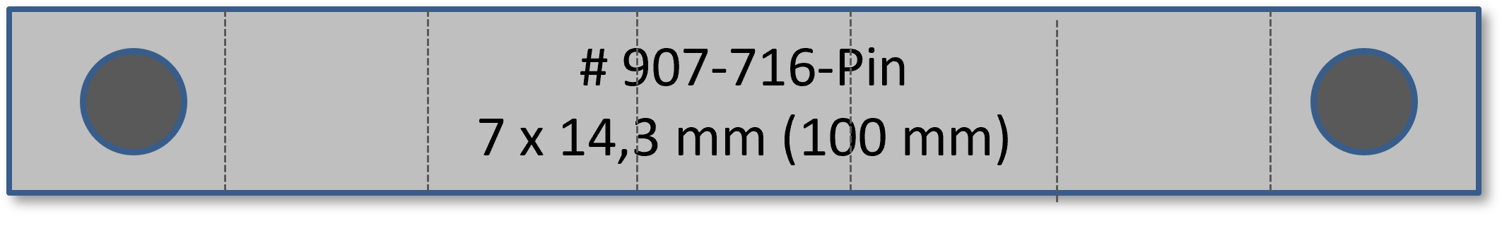 Miniaturschnallen-Trägerschiene - 100 mm  mit PIN - für eine 7-teilige Miniaturschnalle