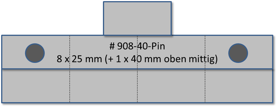 Bandschnallen-Trägerschiene, 9-teilig, 8 x 25 mm + 1 x einteilig mittig für BS 40 mm, PIN-/Klemmsi.