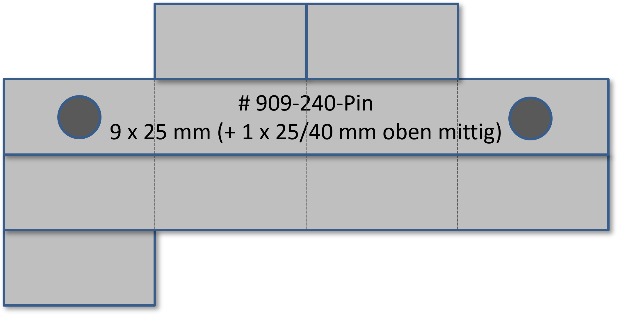 Bandschnallen-Trägerschiene 11-teilig - (9 x 25 mm + 1 x zweiteilig oben mitte) mit PIN-Befestigung