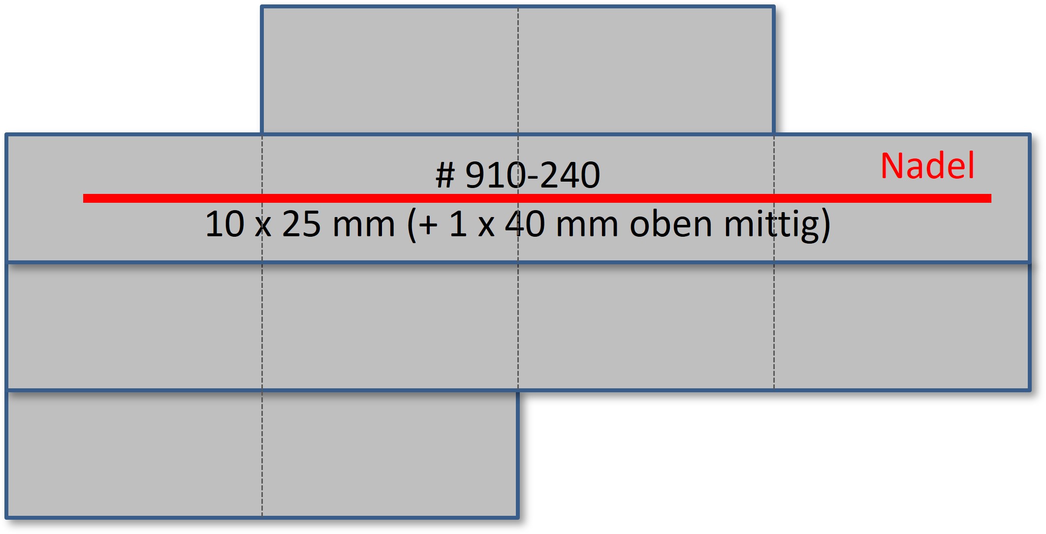 Bandschnallen-Trägerschiene, 12-teilig (10-teilig, + oben 2 x 25 mm mittig) mit Sicherheitsnadel