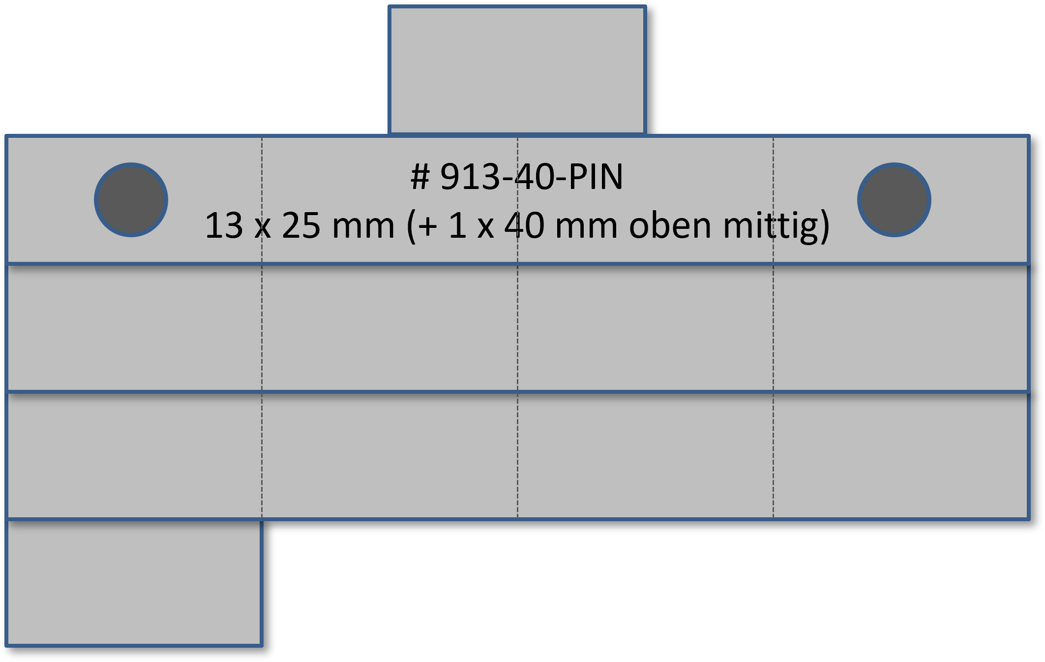 Bandschnallen-Trägerschiene, 14-teilig (13 x für BS 25 mm und 1 x 40 oben mittig) mit Pinbefestigung