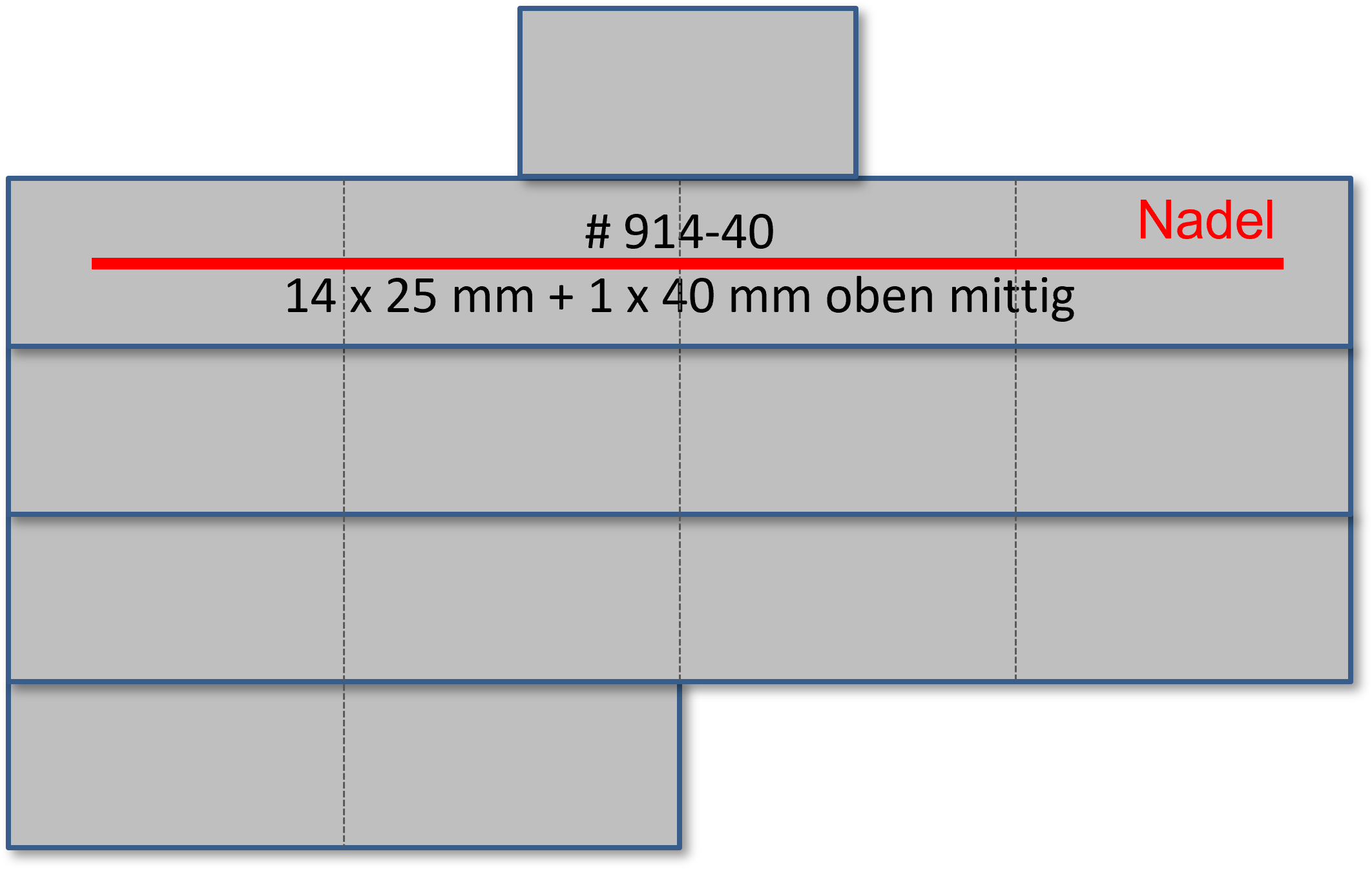 Bandschnallen-Trägerschiene, 15-teilig (14 x für Bandschnallen 25 mm und 1 x 40 oben mittig)