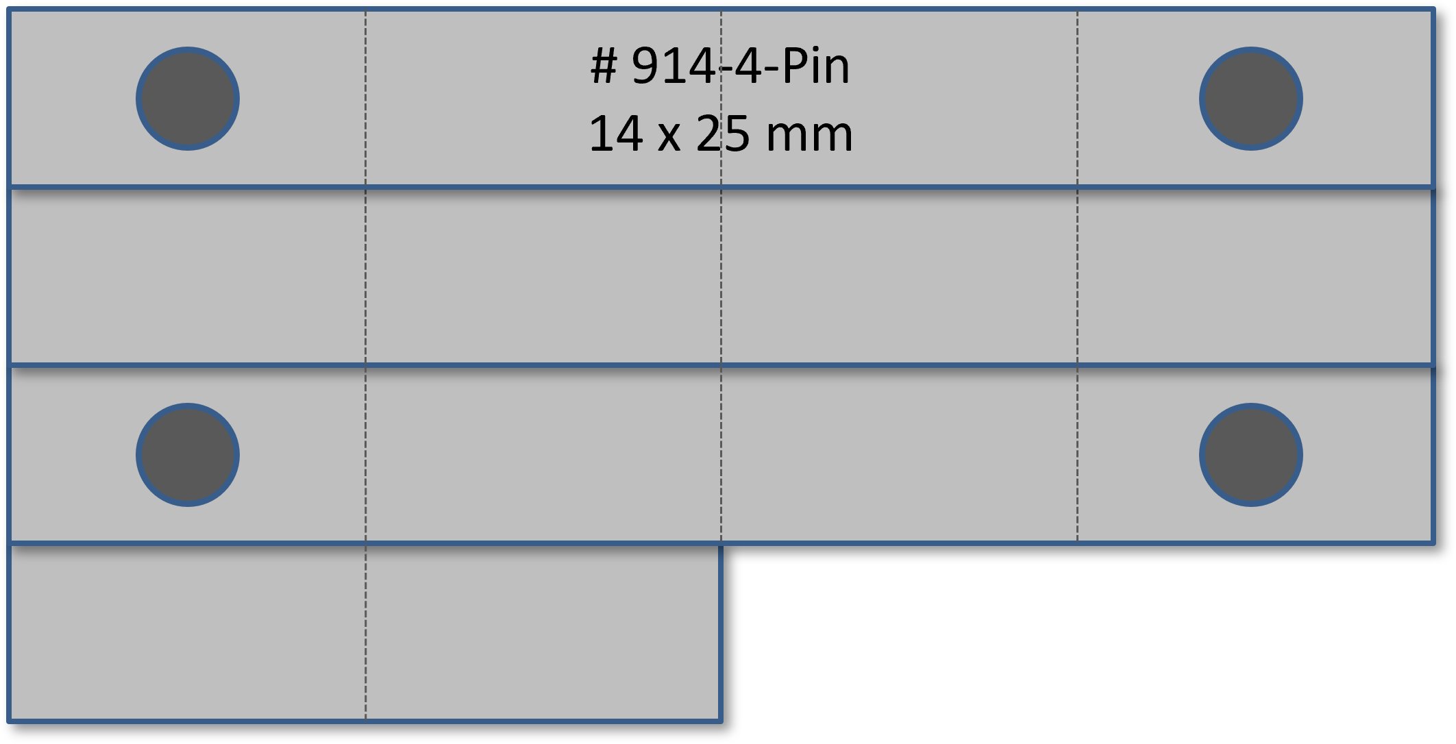 Bandschnallen-Trägerschiene, 14-teilig mit Pin-Befestigung (4-Pin)