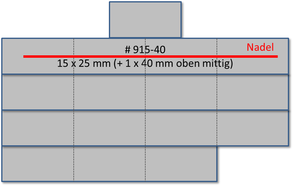 Bandschnallen-Trägerschiene, 15-teilig (15 x 25 mm) und zusätzlich 1x40 mm-Träger oben mittig