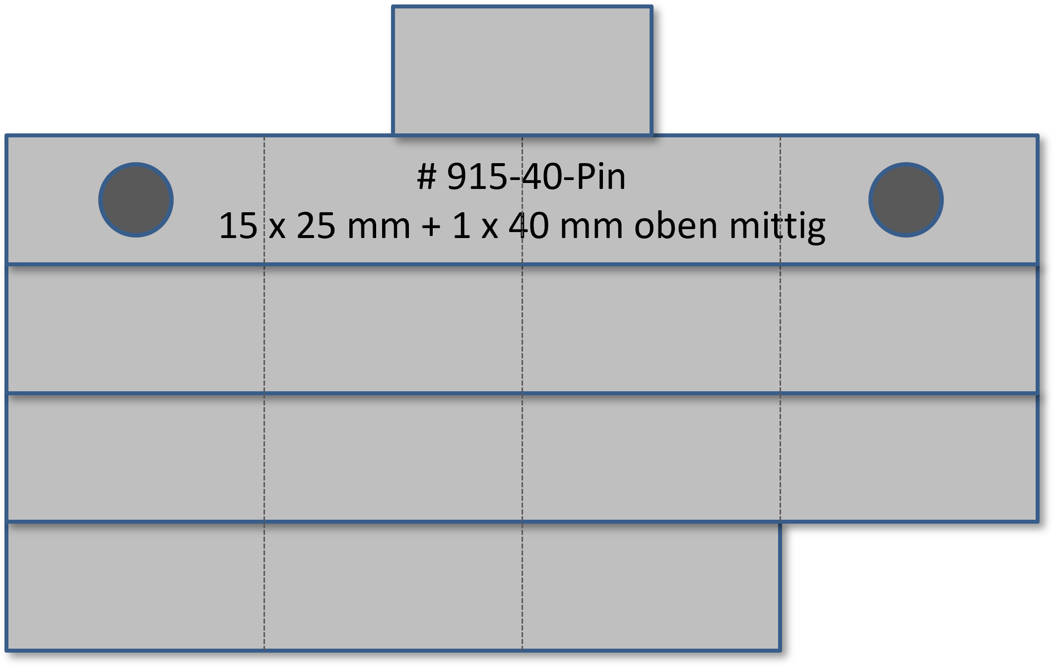 Bandschnallen-Trägerschiene, 16-teilig (15 x 25 mm + 1 x 40 mm-Träger mittig) mit Pinbefestigung