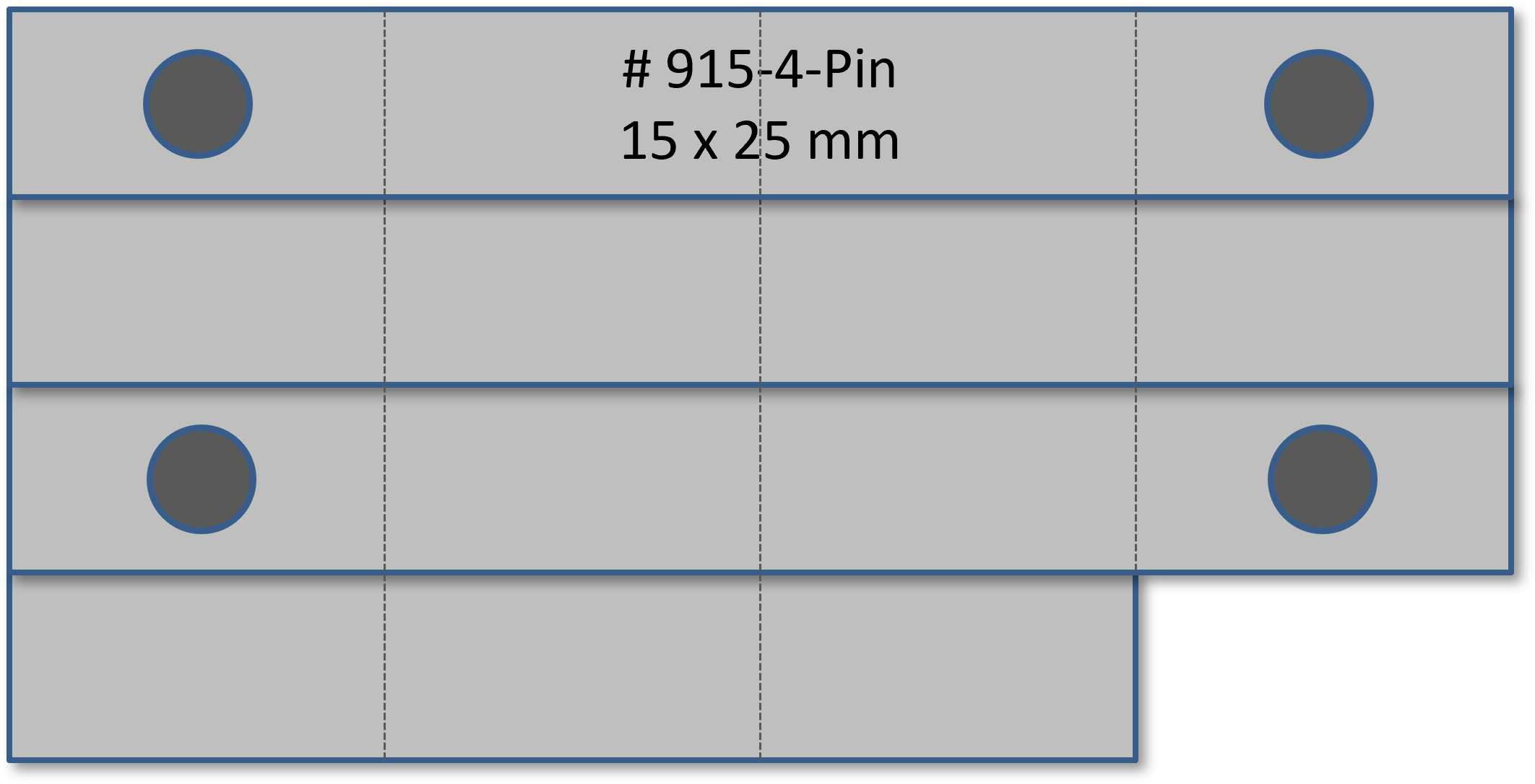 Bandschnallen-Trägerschiene, 15-teilig mit Pin-Befestigung (4-Pin