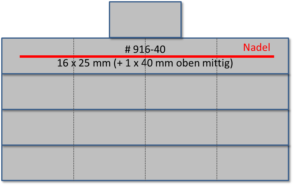 Bandschnallen-Trägerschiene, 17-teilig (16 x 25 mm) und zusätzlich 1 x 40 mm-Träger oben mittig