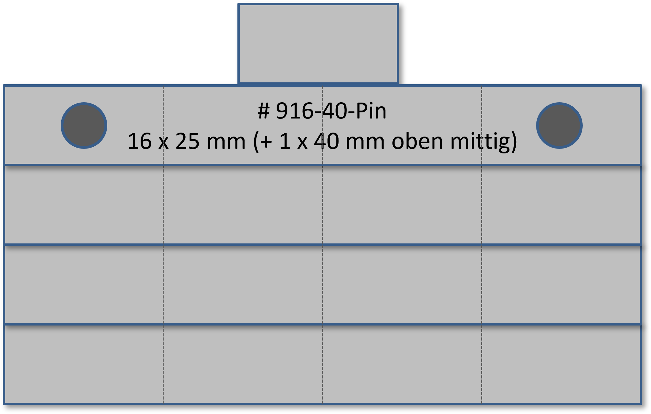 Bandschnallen-Trägerschiene, 17-teilig (16 x 25 mm und 1 x 40 mm-Träger oben mittig)