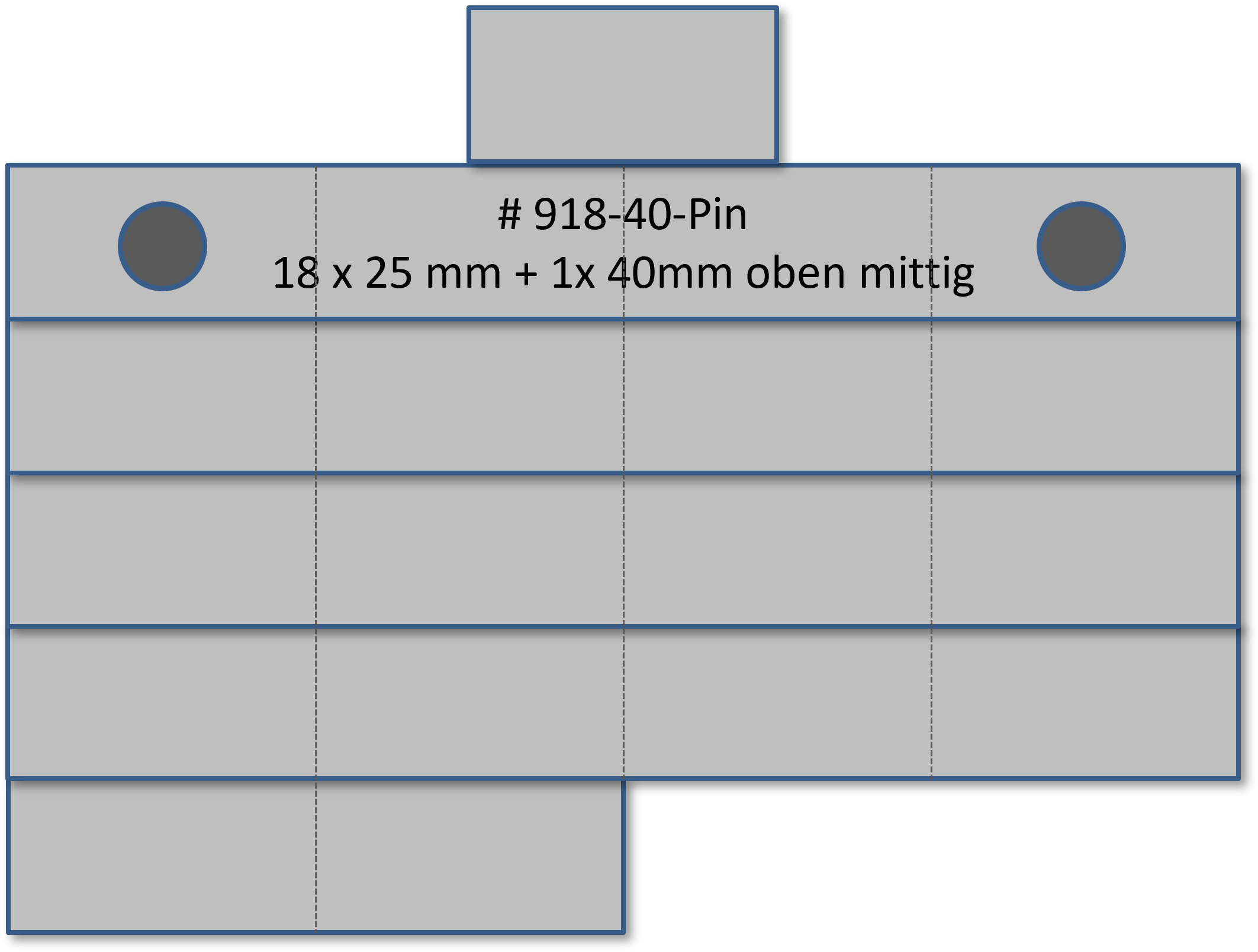 Träger 19-teilig (18-teilig 25mm + 1x 40 mm) mit Stift und Klemmsicherung (PIN)