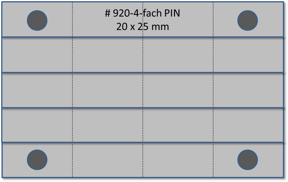 Bandschnallen-Trägerschiene, 20-teilig mit 2 x 2 PIN-Befestigung (Reihe 1 und Reihe 5)