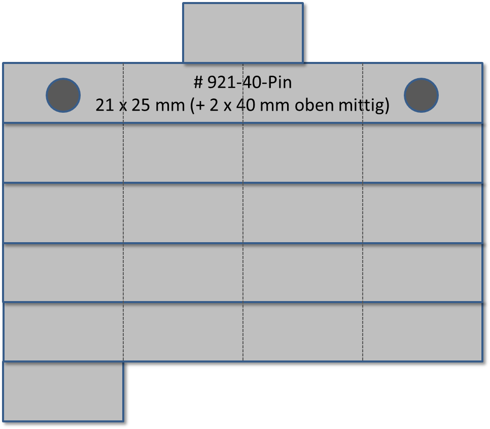 Bandschnallen-Trägerschiene, 22-teilig (21 x 25 mm und 1 x 40 mm mittig) mit PIN-Befestigung