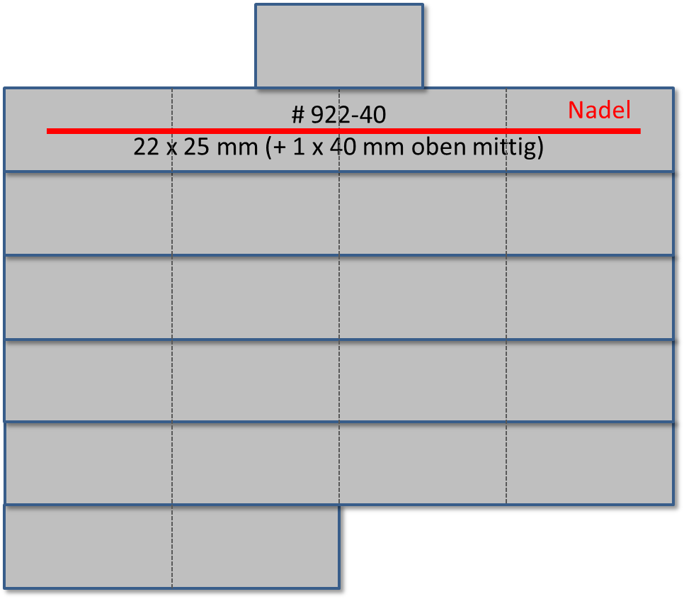Bandschnallen-Trägerschiene 23-teilig (22 x 25 mm und 1 x 40 mm mittig) mit Sicherheitsnadel