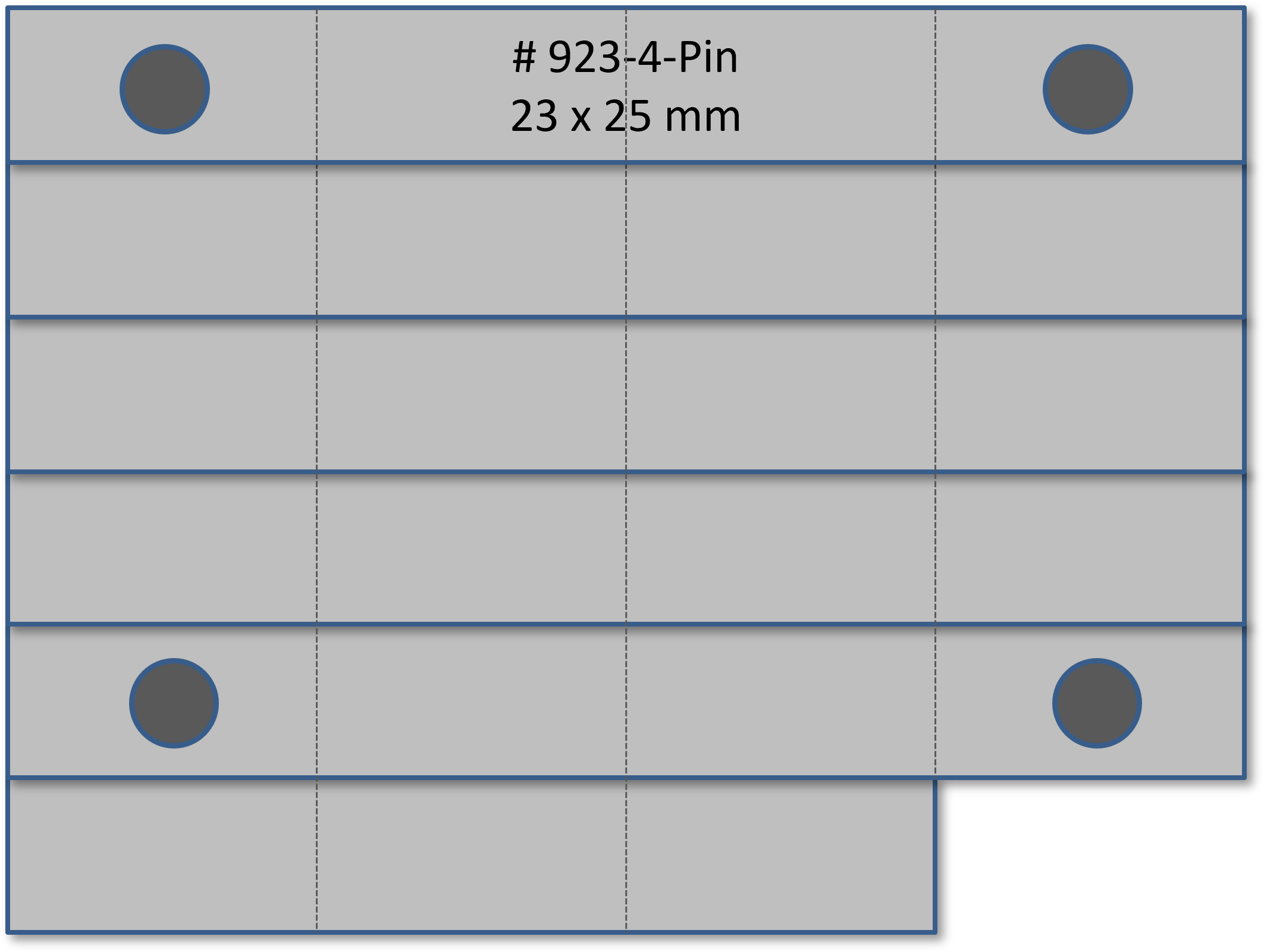 Bandschnallen-Trägerschiene, 23-teilig mit 4-Pin als Befestigung (Stift und Klemmsicherung)