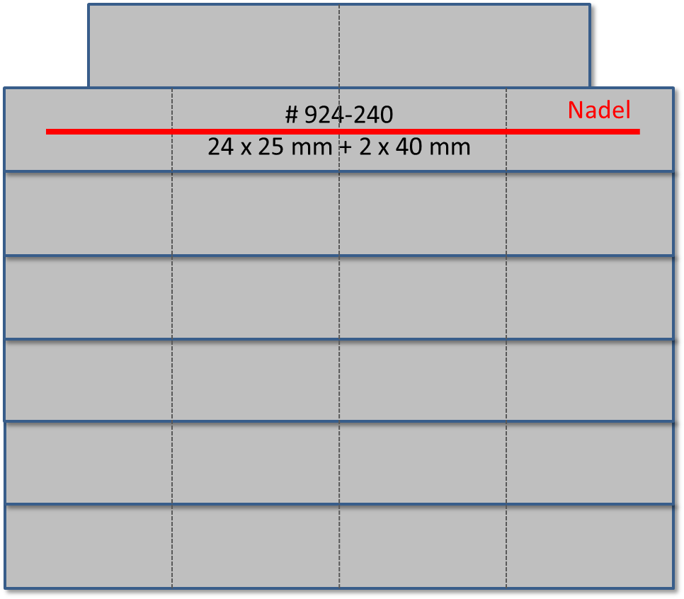 Bandschnallen-Trägerschiene, 24-teilig - 24 x 25 mm + 2 x 40 mm oben mittig