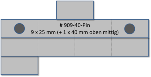 909-40-Pin - Träger 10-teilig (9 x 25mm + 1 x 40 mm oben mittig)